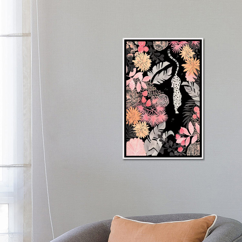 Art de pédoncule leopard, H 26 po x l 18 po x P 1,5 po, Toile blanche encadrée