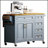 Vintage-Style 52 Inch Kitchen Island With Drop Leaf, Spice Rack, And Multiple Storage Options On Wheels For Enhanced Functionality-1030136196