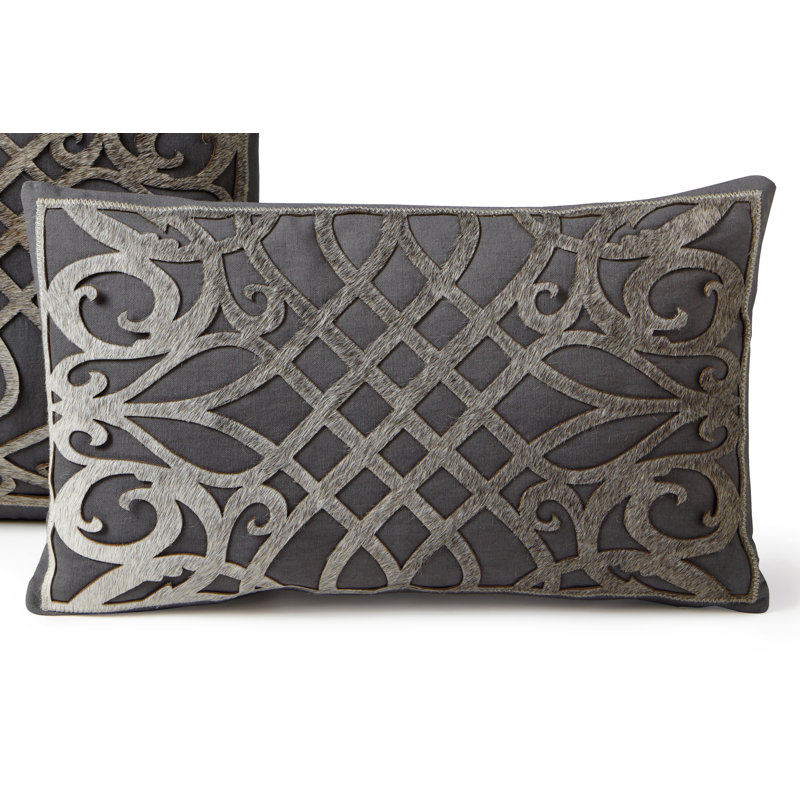  Coussin en cuir de vache découpé au laser 12 po x 20 po - Coussin décoratif en cuir pour l'intérieur