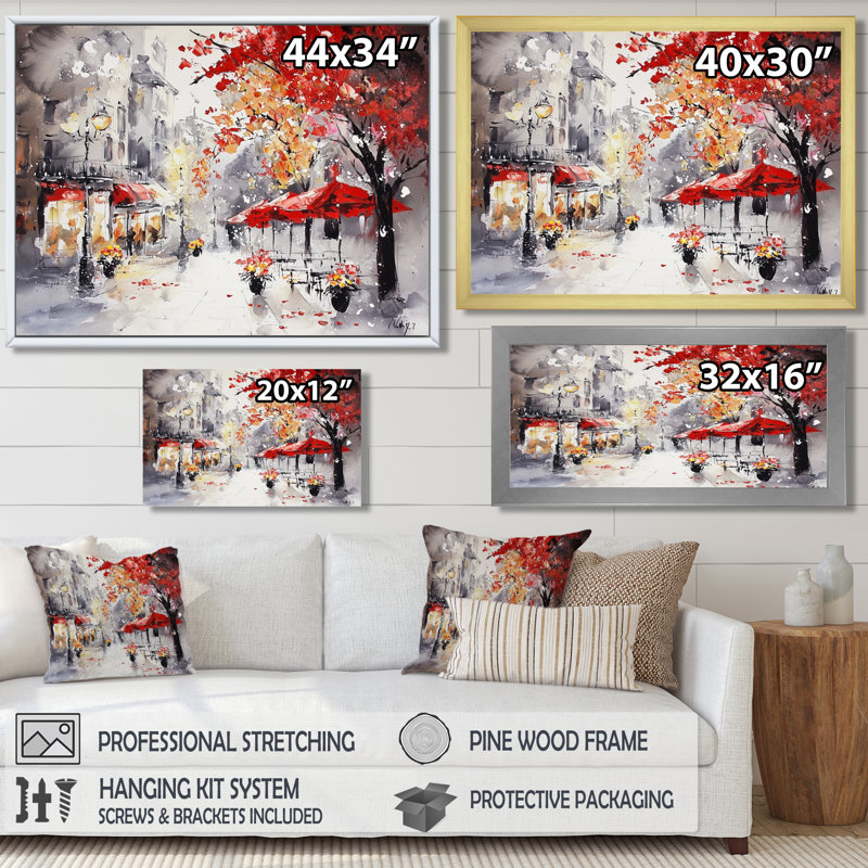 Minimal Paris Street In Autumn - City Paris, impression d'art mural, H 34 po x l 44 po, Blanc