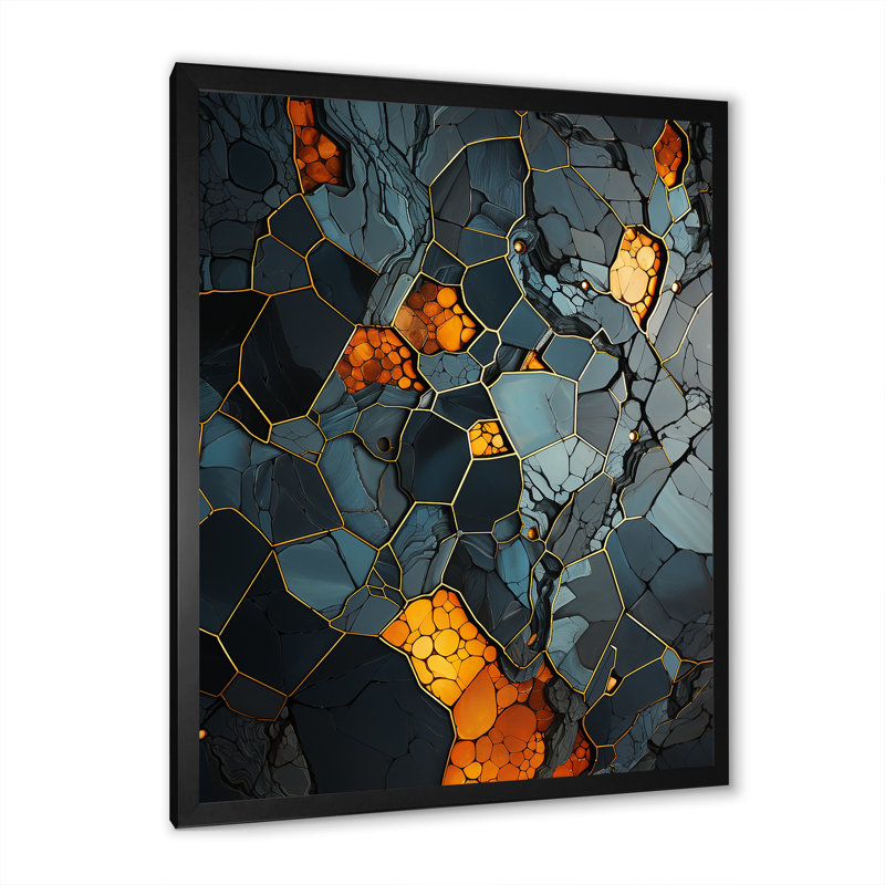Marble Yellow Elegance II - art mural géométrique, Cadre photo noir, H 44 po x l 34 po x P 1,5 po
