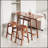3 PCS Pub Dining Set Retro Bar Table Rubber Wood Stackable Backless High Stool for 2 with Shelf