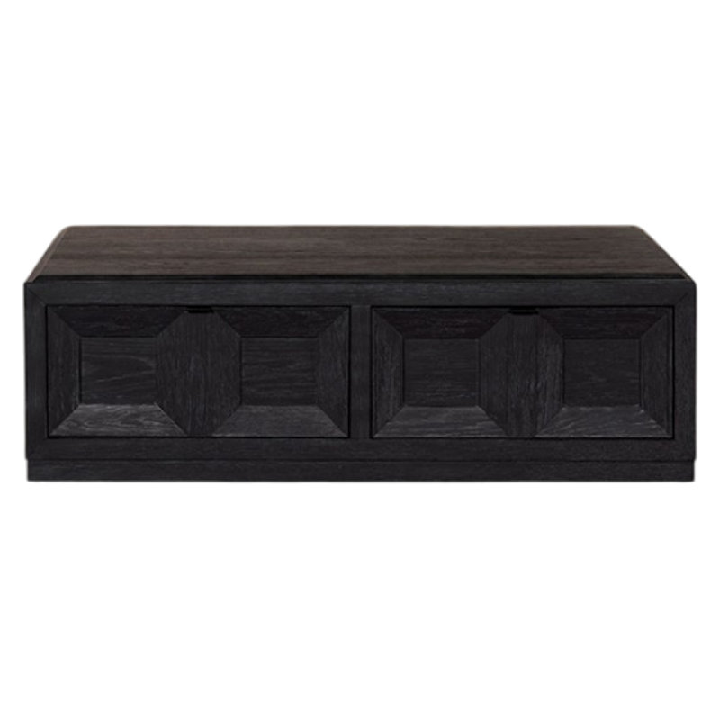 Table basse Kizie, tiroirs, roulettes, 54 po, Noir