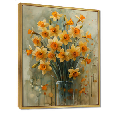 «Yellow Farmhouse Daffodils In Vase III» - jonquilles murales