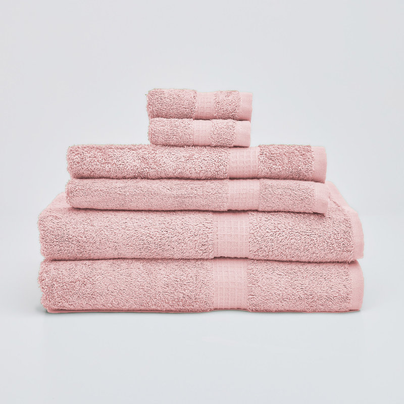 Classic Touch 6-piece 100% Cotton Towel Set In Rose, Rose