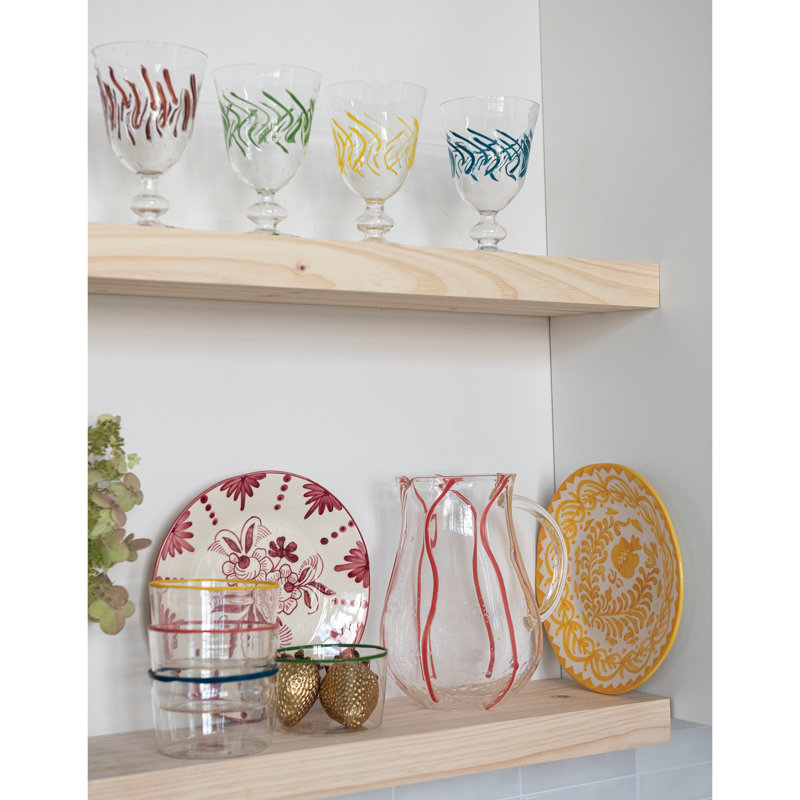 Stemmed Wine Glass with Wave Design