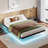 Floating Metal Bed Frame With LED Lights, Underbed Storage, No Box Spring Needed-96310571-90204452
