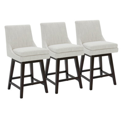 Aleksy Swivel Upholstered Counter Stool with Solid Wood Frame