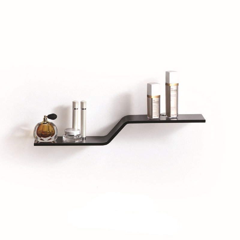 Poseidon Glass Floating Shelf with Adjustable Shelves, Gray
