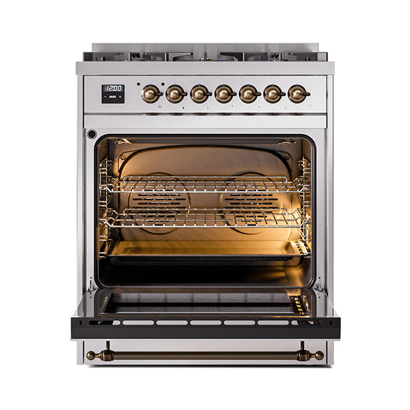 ILVE Nostalgie II Noblesse 30 in Dual Fuel Range, Natural Gas, Stainless Steel/Bronze