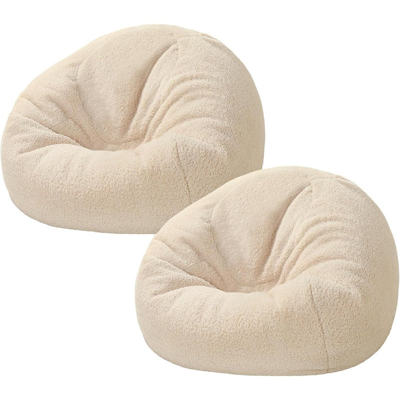 2 Pcs Stuffed Animal Storage Bean Bag Chair Cover For Adults (No Filler) Zipper Soft Bean Bag Cover For Organizing Plush Toys, Textile Or Foam(White,Small)