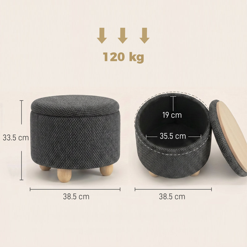 Storage Ottoman, Dark Grey