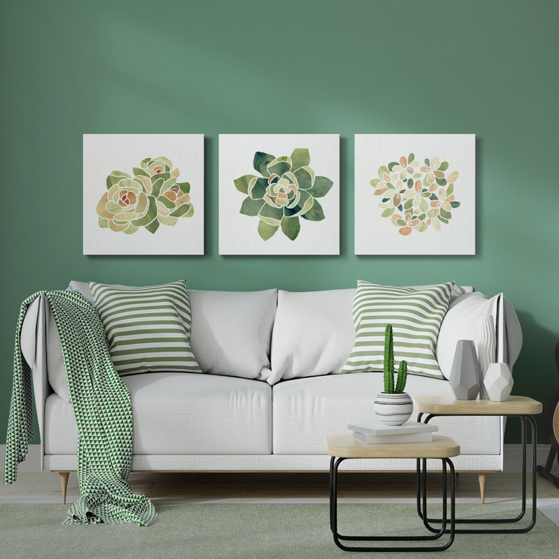 «Succulent Cameo XV», ensemble de 3 toiles tendues, H 40 po x l 80 po x P 1 po