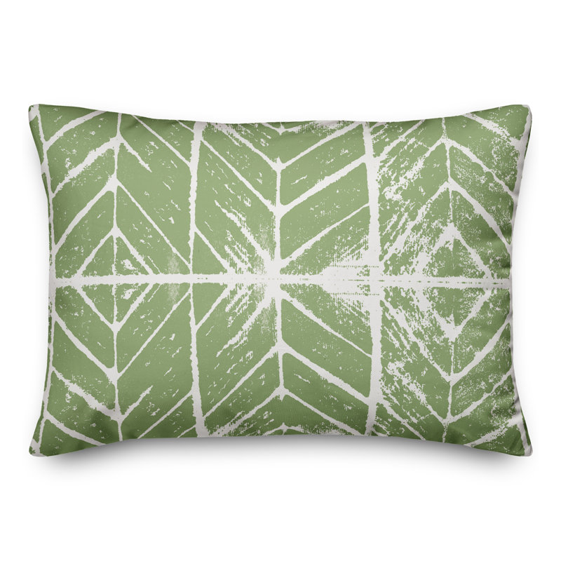 Geometric Outdoor Reversible Throw Pillow, Green
