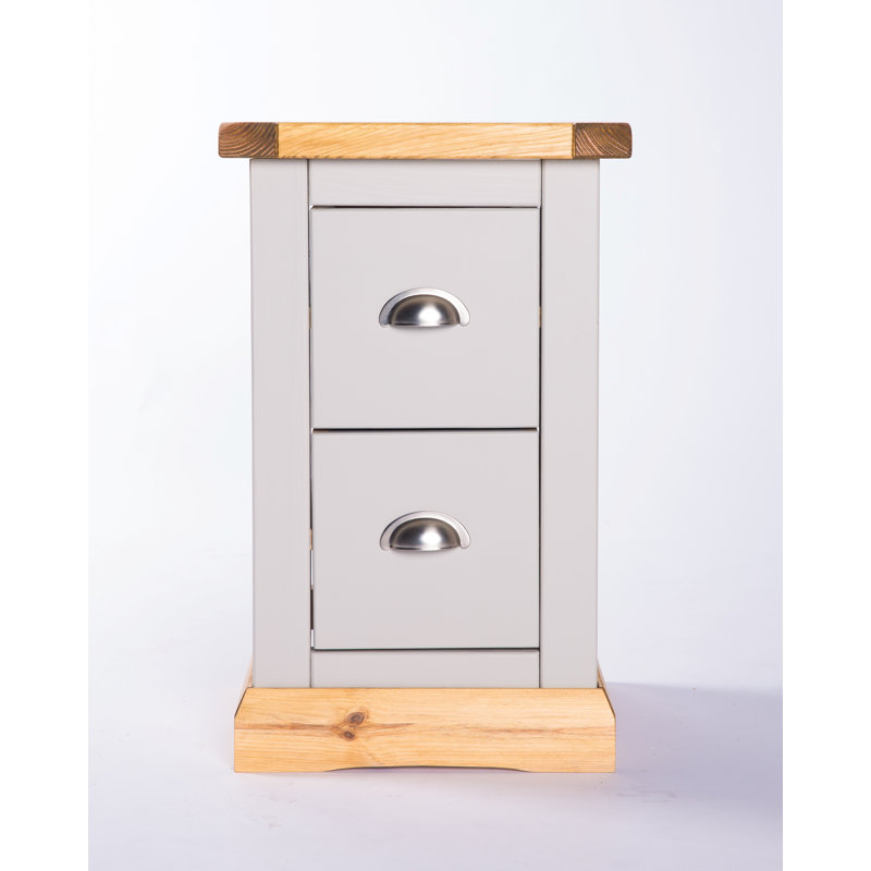 Pittsford 35cm W Bedside Table, Chrome Cup, Light Grey