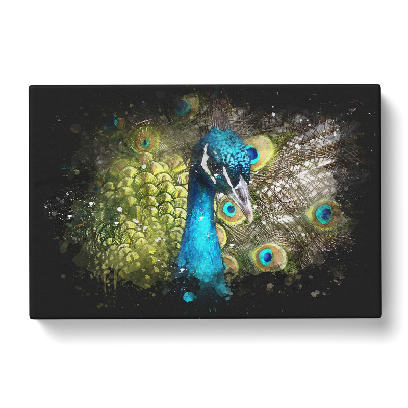 Dazzling Peacock Bird - Wrapped Canvas, 50cm H x 76cm W x 3cm D