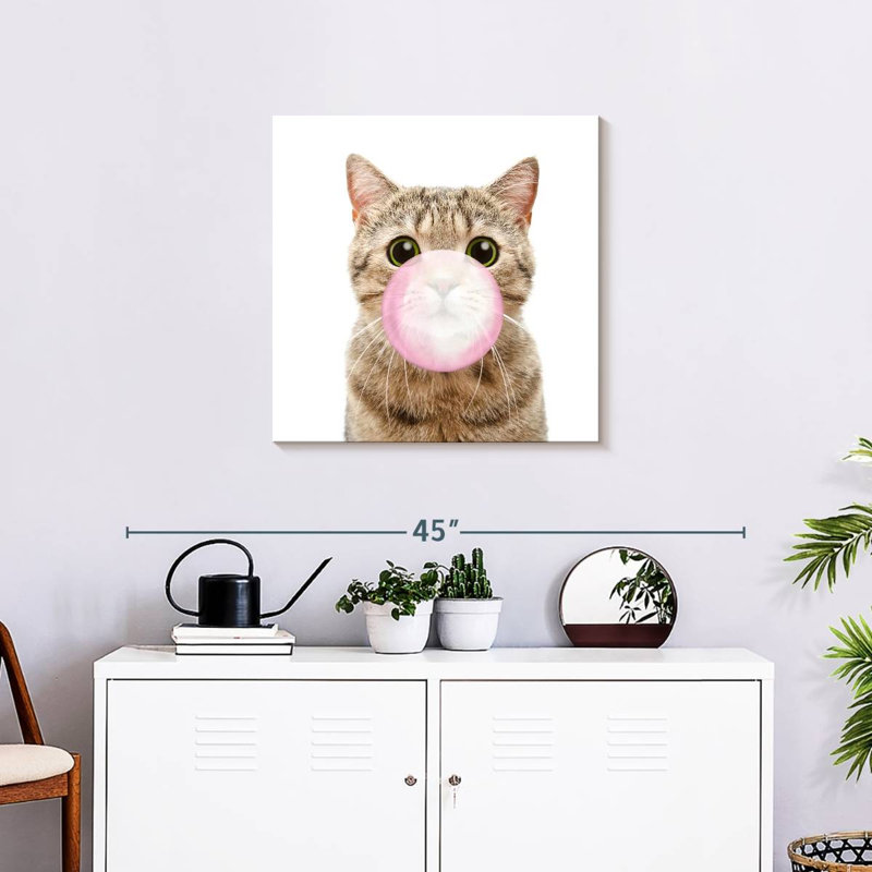 " Bubble Gum Kitty ", 24" H x 24" W x 1.25" D
