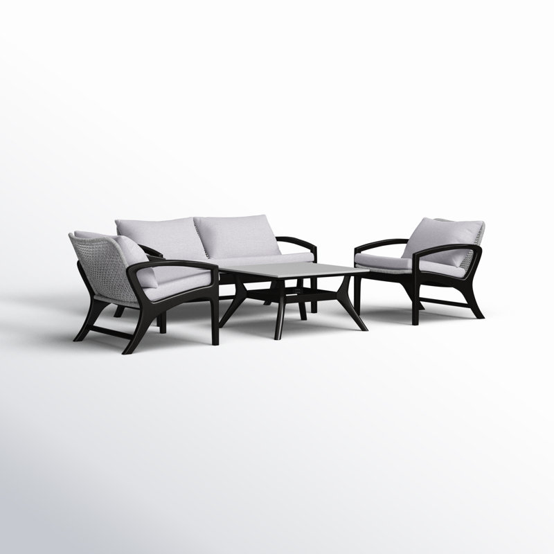Daughtry 4 - Person Patio Conversation Sets with Cushions, Dark Eucalyptus