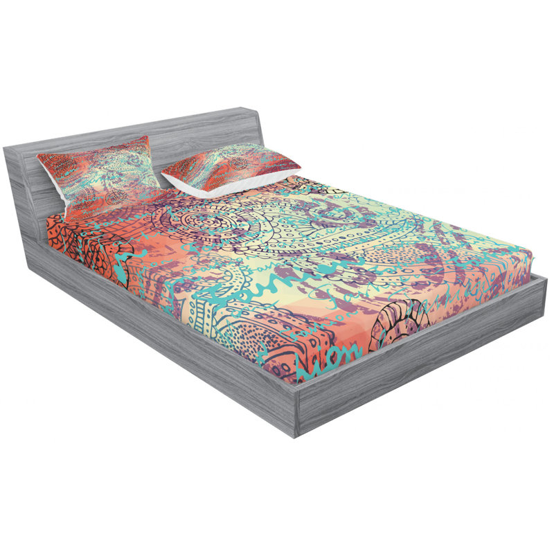 Microfiber Floral Sheet Set, Queen Sheet Set with Fitted Sheet