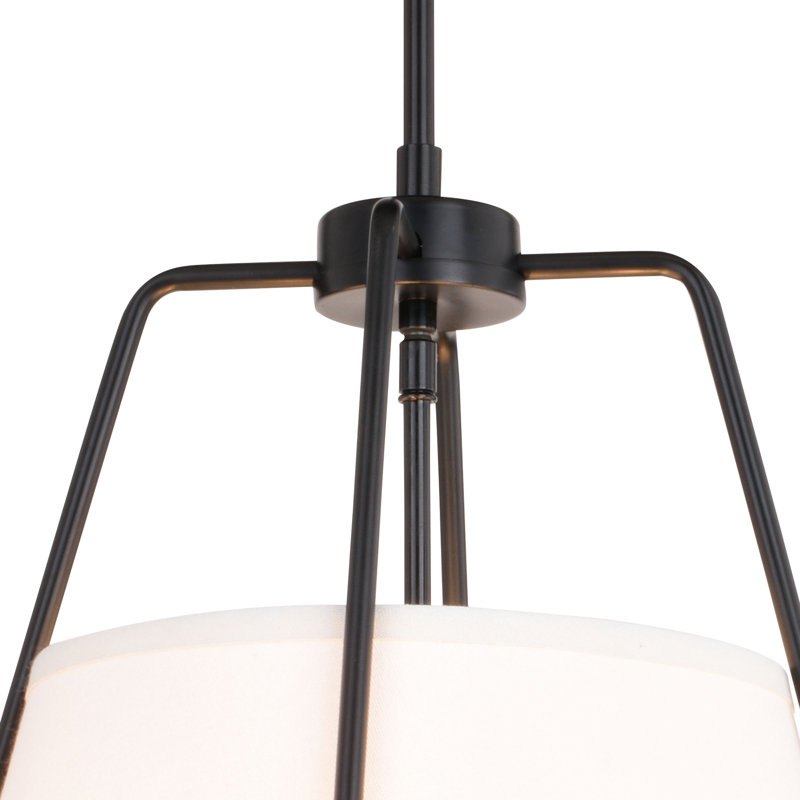 Benton 16.75" Matte Black Industrial Pendant with White Linen Shade