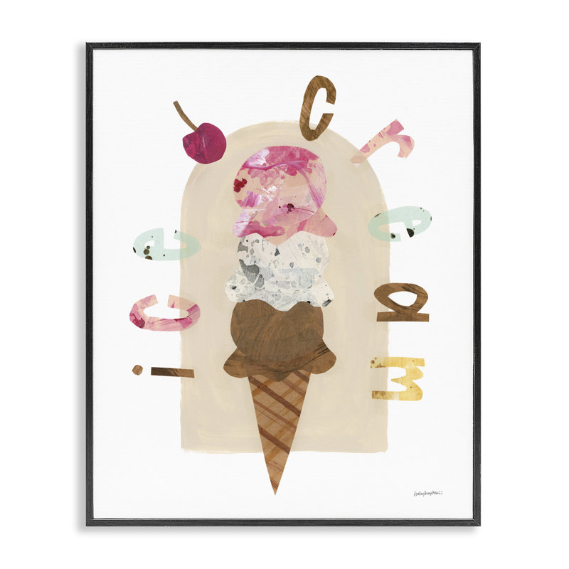  «Ice Cream Whimsy», estampe numérique par Haley Knighten, H 14 po x l 11 po, Giclée encadrée noir minuit