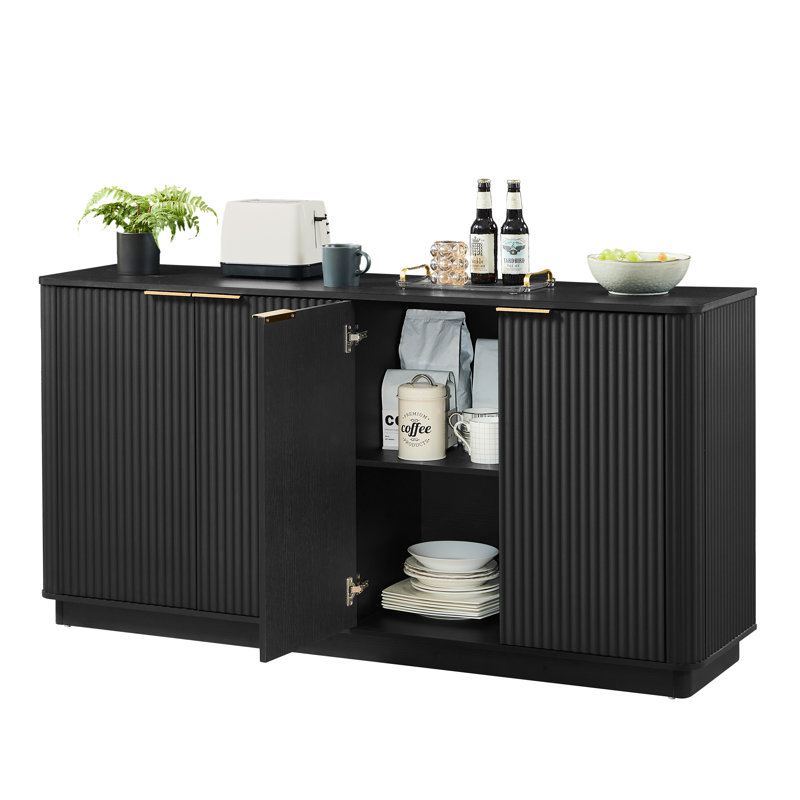 Buffet moderne en bois Bralen, Noir