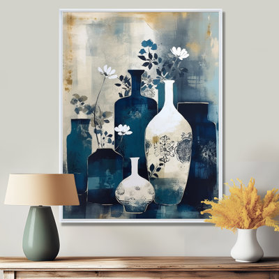 Art mural bleu et crème fantaisiste en argile II - Boho Pottery