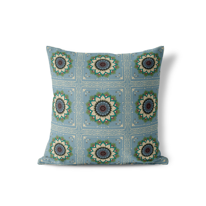 Twilight Blossom Blue Faux Suede 16'' Square Throw Pillow