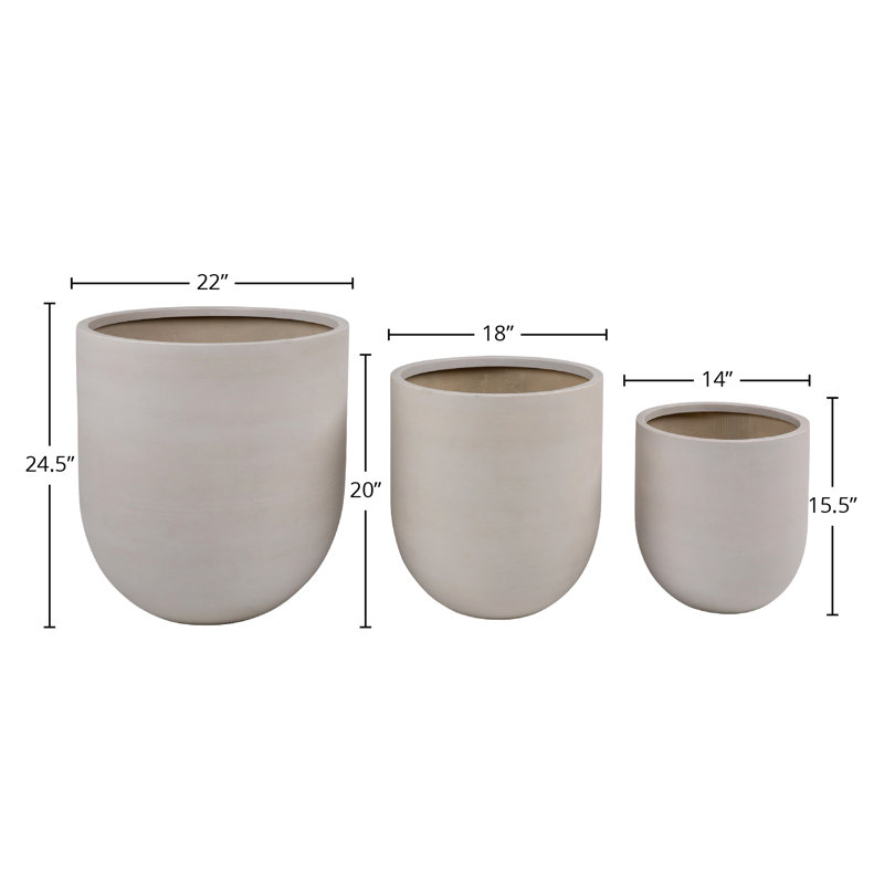 Adahlia Lightweight Concrete Resin Planter, Cream