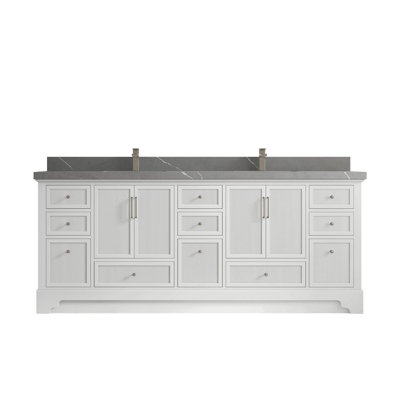 Alys 84 in. W x 22 in. D Alys Double Sink Bathroom Vanity with 2 in. Quartz (Pulls Option)