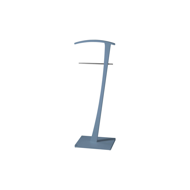 Rivero Solid Wood Iron Freestanding 2 - Hook Valet Stand, Blue