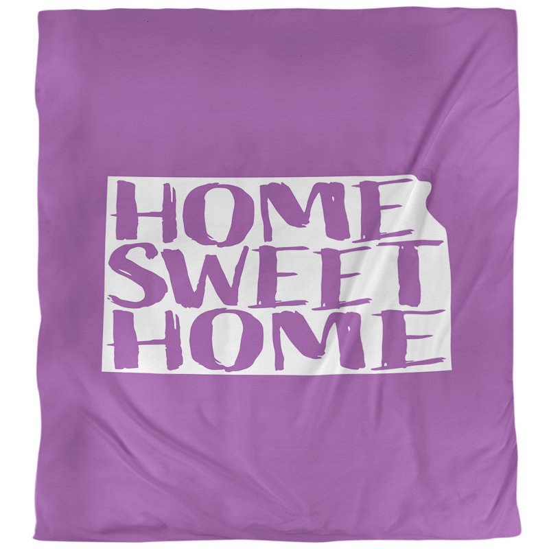 Housse de couette simple Kansas Home Sweet, Housse de couette pour très grand lit, Violet, Microfibre