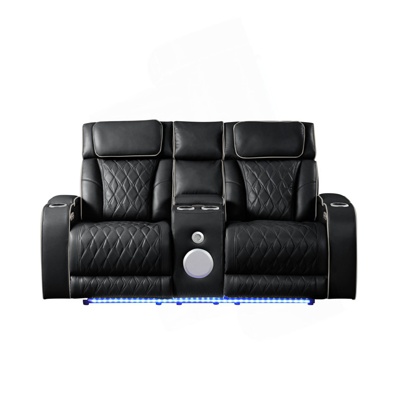Causeuse inclinable de style moderne Fortuner en bois avec fonction de massage incluse, Noir