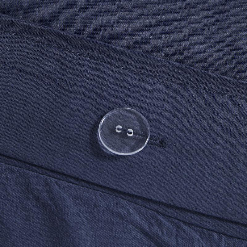 Indigo Blue Cotton Jacquard Full/Queen Duvet Cover Set with Shams and Pillows
