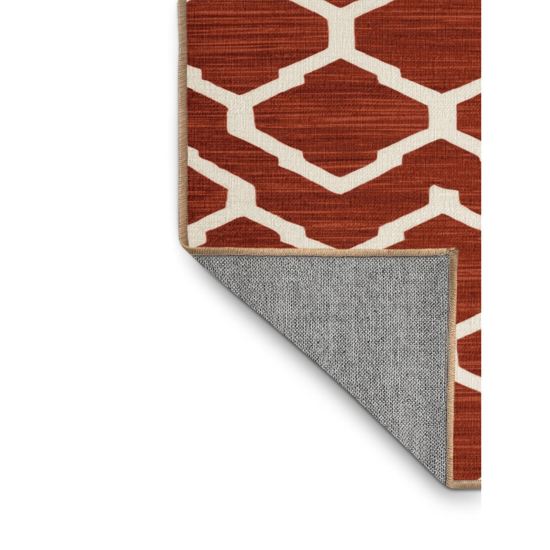 Machine Washable Trellis Brown Area Rug, Square 7'