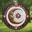 Tête de lune dorée mauve avec cadre vitrail en verre coloré Suncatcher-129205999