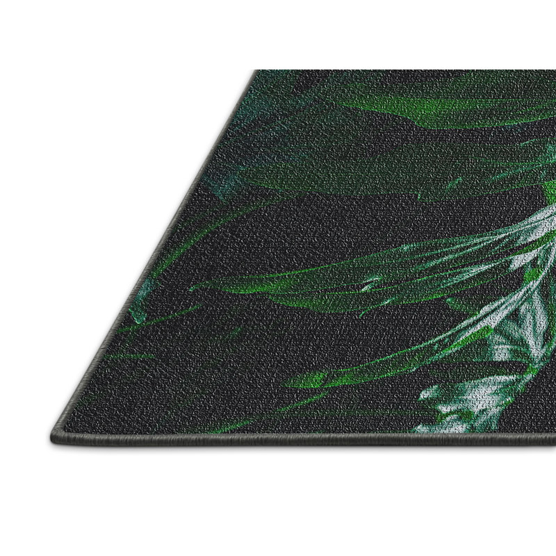 Tapis noir Leaf 49, Rectangle 5 pi x 7 pi
