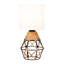Lampe de table Boho avec abat-jour en tissu blanc, lampe de table de chevet avec interrupteur marche / arrêt