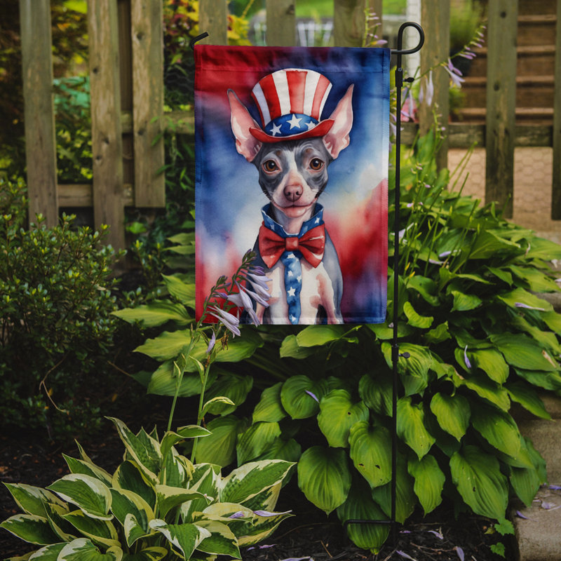 Patriotic American Garden Flag, American Hairless Terrier