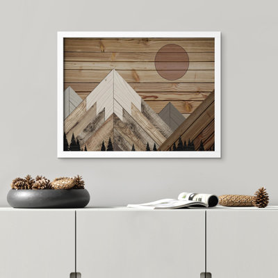 «Panneau de bois enneigé, forêt enneigée» sur papier