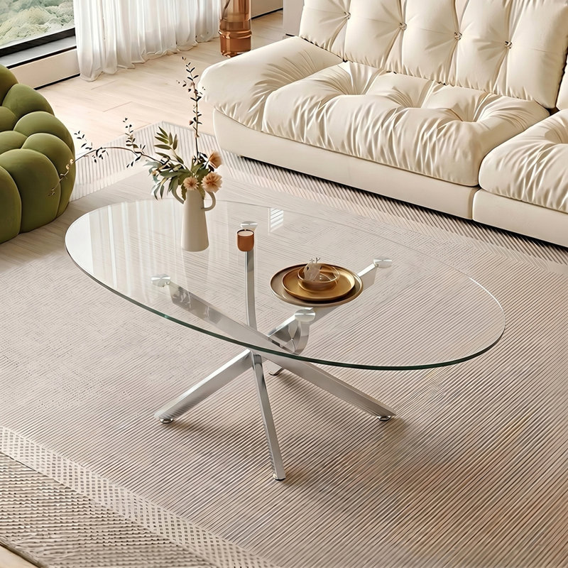 Table d'appoint en verre 39,37 "avec pieds argentés
