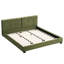 Structure de lit en velours olive de très grande taille, revêtue de coins carrés doux, tête de lit au design minimaliste, excellent support, sans sommier, assemblage rapide pour plateforme pour 2 adultes, tissu courbé