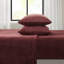 Ensemble de 4 draps pleine grandeur de couleur bourgogne - 100% ultra doux et confortable, brossé des deux côtés pour plus de chaleur en velours