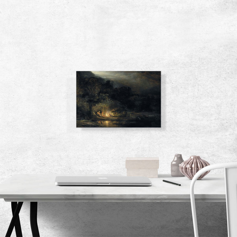 " The Rest On The Flight Into Egypt 1647 " by Rembrandt Van Rijn Painting Print, 12" H x 18" W x 1.5" D