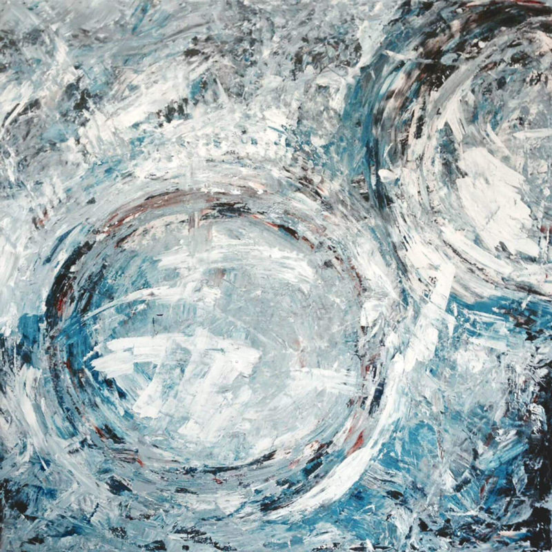 Aqua Azul II - Artist Enhanced Canvas Print, Black Framed Canvas, 25.5" H x 25.5" W x 1.75" D