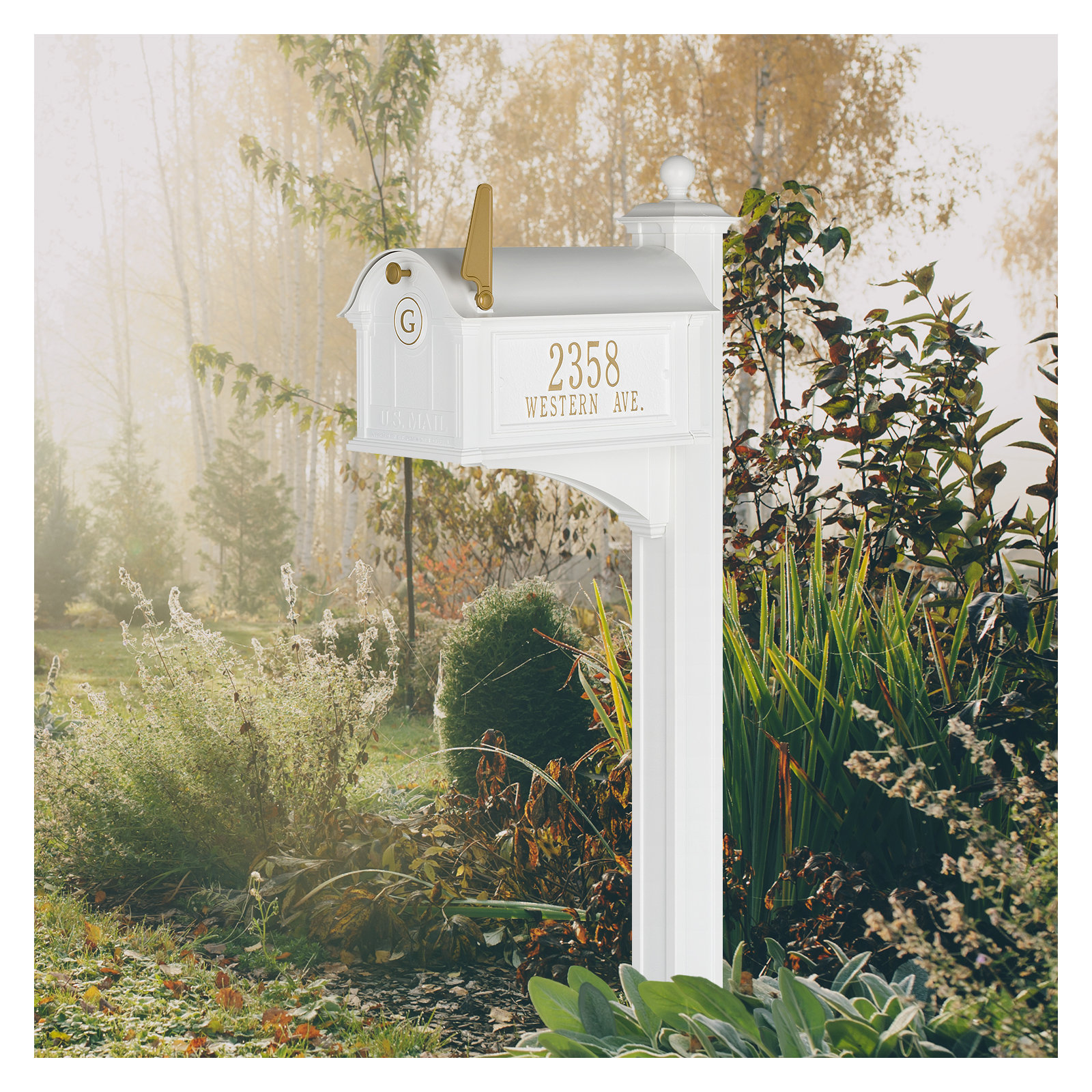 Balmoral Post Mounted Mailbox, White, Yes