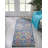 Floral Machine Woven Polypropylene Area Rug in Blue/Pink-1801811702