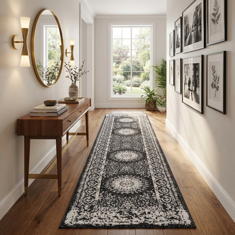 Tapis intérieur / extérieur Ornate Lamotte, Runner 2'7" x 12'
