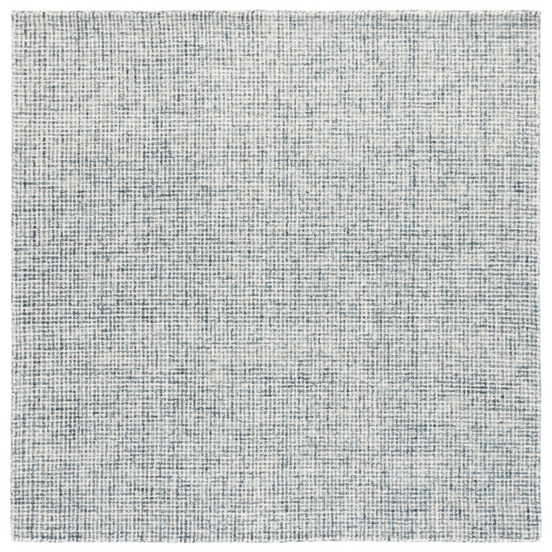 Martha Stewart Hand Tufted Wool Cotton Rug in Ivory/Blue, Square 6'