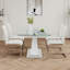 Table en verre de style moderne, design transparent élégant, base de support durable, ensemble de chaises de salle à manger blanches, pieds de chaise galvanisés, convient aux cuisines de restaurant (ensemble de 5)-1163205021-1163205088